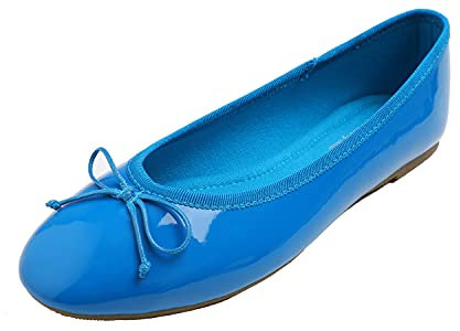 Feversole Women's Macaroon Colorful Memory Foam Cushion Ballet Flat Pumps Patent