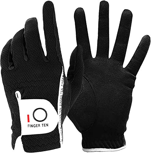 LOVMEAD Golfhandschuhe Herren für Linke Hand 1 Stück, Allwetter Mikrofaser Rain Grip Golf Handschuh Rechtshänder Schwarz Weicher Komfort Passform Größe M (Schwarz- Linke Hand, M)