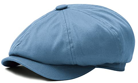 BOTVELA Herren 8 Stück Newsboy Flat Cap 100% Baumwolle Gatsby Ivy Golf Cabbie Hut, hellblau, 7 3/8