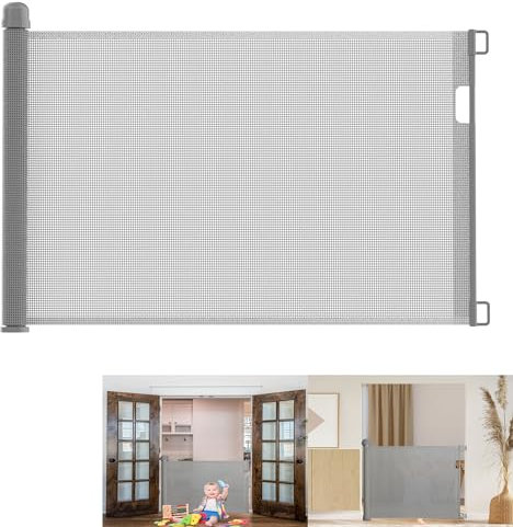 YRHome Türschutzgitter Ausziehbar 0-180cm Baby Treppenschutzgitter Treppenschutzrollo Roll für Babys und Haustiere Kinderschutzgitter Baby Absperrgitter für Treppen, Türen, Innen Außenbereich, Grau
