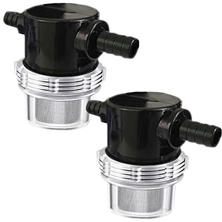 1/2 Inches Water Pump Strainer, RV Water Pump Filter Compatible with 3/8 Inches Hose Barb In-Line Strainer Twist-On Pipe Sprayer for 12V DC 80 PSI Camper Marine Boat Lawn, 80 Mesh Filter 2PC