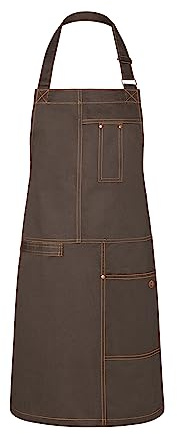 Karlowsky LS 29 PASSION Latzschürze URBAN CASUAL-STYLE mit Bändern, 100% Baumwolle, Einheitsgröße, 80cm Länge, 68cm Breite, Schokolade