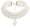 NIANOPKM Vintage Imitation Perlen Halskette,Kurz Multi Schichte Choker Perlenkette,20er Jahre Flapper Gatsby Themed Prom Festival Party Elegant Retro Stil Fasching Kostüm Zubehör