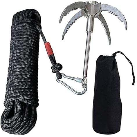 Sparklenut Grappling Hook, Faltbarer Kletterhaken, Grappling Haken mit 4 Klettern, Edelstahl Survival Claw für Outdoor Camping Wandern Baumklettern