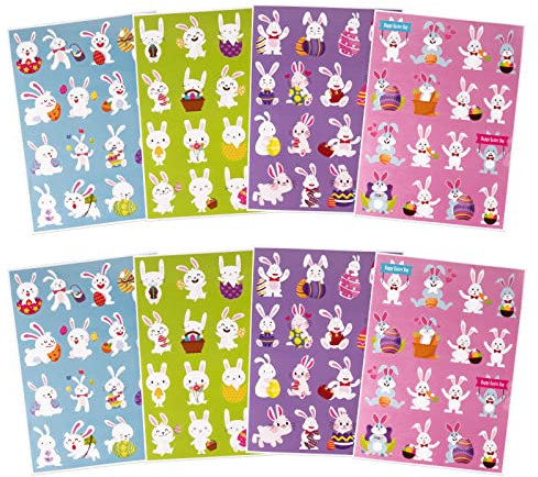 COLOFALLA 256 Pcs Ostern Aufkleber Ostern Sticker Hasen Osterhasen Kaninchen Osterdeko DIY Basteln Deko für Kinder Osteraufkleber Ostersticker Selbstklebend (Hasen)