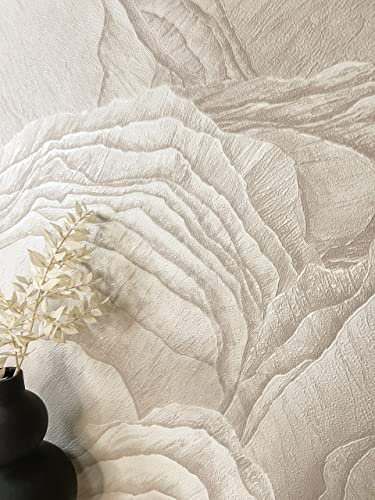 NEWROOM Tapete Creme Vliestapete Stein - Steintapete Modern Beige Sand Schiefer Naturschiefer Steinoptik 3D Optik Schiefertapete Schieferoptik inkl. Tapezier-Ratgeber