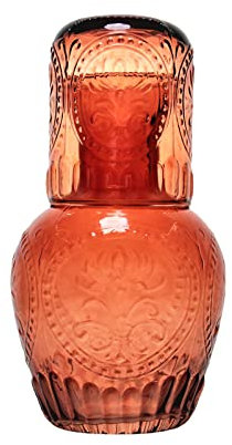 ZWMBYN Set di caraffa d'acqua e vetro vintage da comodino, caraffa d'acqua con bicchiere di vetro, elegante decanter per collutorio e brocca d'acqua per conservare le bevande