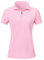 AjezMax Poloshirt Damen Kurzarm Sommer UPF 50+ UV Shirt mit Zip Atmungsaktiv Sports Polo Shirt Elastisch Workout Laufshirt Rosa M