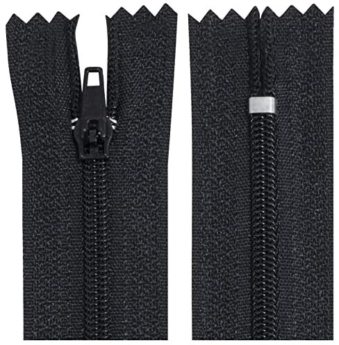 AERZETIX - C63014-10er-Pack Spiralreißverschlüsse Nr. 3 - Nicht trennbar 14 cm aus Nylon - selbstblockierender Schieber aus Metall - Kleidung nähen Hosen kurzwaren - Farbe schwarz
