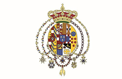 Bandiera Regno delle Due Sicilie, stemma borbonico, fondo bianco (250x150cm)