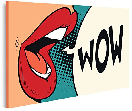 islandburner Bild auf Leinwand Pop Art Mund Wow! Cartoon Comic Bilder Wandbilder Poster