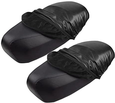 Taekooki 2 Stück Universal Motorrad Sitzbankbezug, Leder Wasserdicht Sitzabdeckung, Sitzbankabdeckung Wasserdicht, für Motorrad Roller Sitzschutz Schwarz