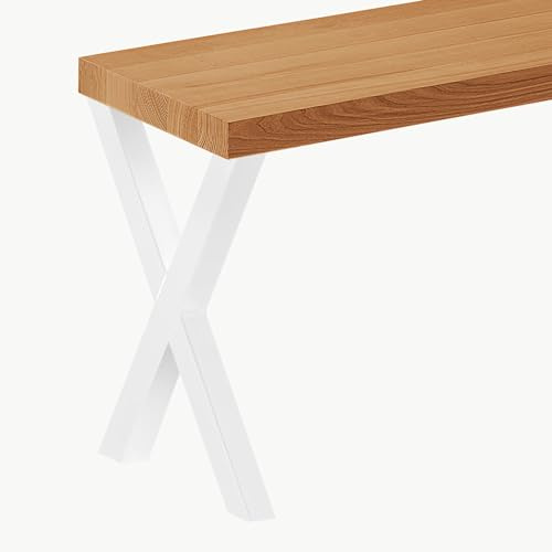 LAMO Manufaktur Sitzbank Esszimmer Holzbank 30x160x47cm, Möbelfüße Design Weiß/Rustikal