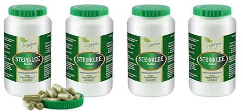 VITA IDEAL Vegan® STEINKLEE - Kraut 4x 360 KAPSELN - Melilotus officinalis - Tagesportion 450mg STEINKLEEKRAUT reines Pulver. Natürlich, pflanzlich & ohne Zusatzstoffe.