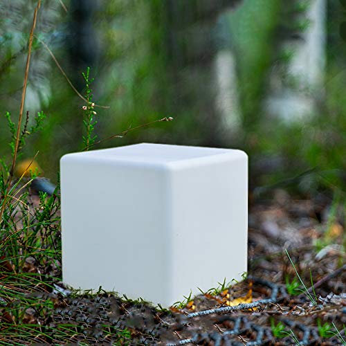Dapo Solarleuchte MATE Würfel 40x40cm Kunststoff weiß LED farbwechselnd Garten-Deko-Beleuchtung Solar-Balkon-Terrassen 2.Wahl