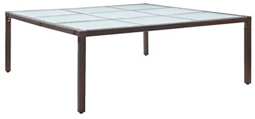 FIRBNUS Gartentisch, braun, 200 x 200 x 74 cm, aus Polyrattan, Esstisch, Esstisch, Rattan, Gartentisch, Rattan, quadratischer Tisch, Glastisch, Glastisch, Glastisch