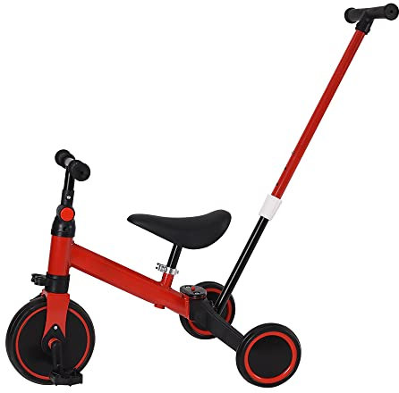 Laufrad für Kinder ab 1 Jahr, Spielzeug mit 3 Rädern, für Babyfahrräder von 12 bis 36 Monaten, erstes Fahrrad ohne Pedale für Jungen und Mädchen als Geburtstagsgeschenk, 3-in-1-3-in-1 (rot)