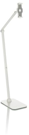 hjh OFFICE Handy und Tablet Bodenständer FLEXMOBI STAND Handy-Halterung horizontal und vertikal nutzbar, 360 Grad drehbar, Aluminium Weiß, 930000