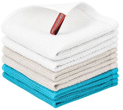 Nialnant Strofinacci in 100% cotone, a nido d'ape, morbidi, assorbenti, ad asciugatura rapida, 30,5 x 30,5 cm, confezione da 6
