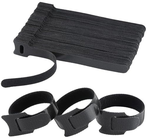 100 Stück Klettband Kabelbinder Klett, Wiederverschließbare Kabelbinder-190mm/160m/140mm, Kabel Organizer für TV-Kabel, PC-Kabel und Schreibtischorganisation