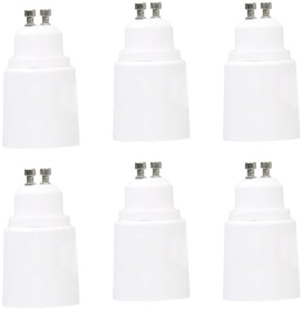 Allayu 6X einfach zu montierender GU10 zu E27 Lampensockel Adapter Konverter, zuverlässiger und flammhemmender Sockel Konverter für Licht