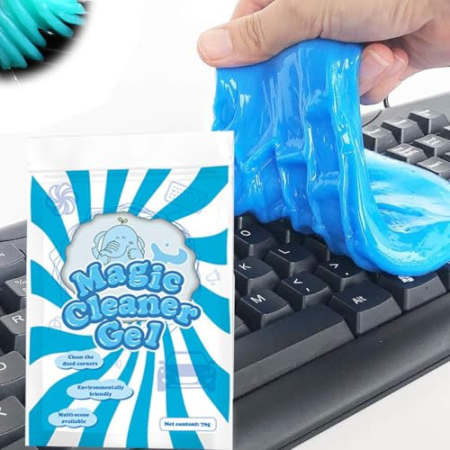 Nettoyeur de poussière pour clavier, 10,9 x 16 cm, gel de nettoyage de clavier, colle douce, kit de nettoyage réutilisable, nettoyant anti-poussière pour PC, ordinateur, clavier, voiture (bleu)