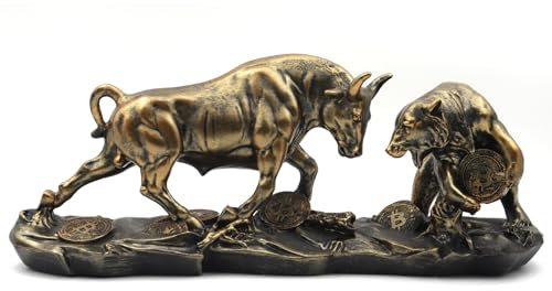 Irayin Wall Street Bulle Und Bär Statue Figuren, Bulle & Bear Deko 28cm, Abstrakte Figur-Bull Bear Fight Finanzmakler Geschenk, Dekoration für Wohnzimmer, Schlafzimmer, Büro(Schwarz)