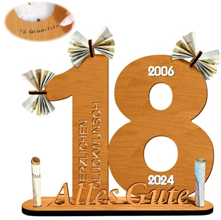 2024 Geburtstag Geschenk 18. Geldgeschenke Geburtstag, Holz-Schild Gästebuch Geburtstag, 18. Geburtstag Deko, Geldgeschenke Schild, Geschenk für Frauen Männer