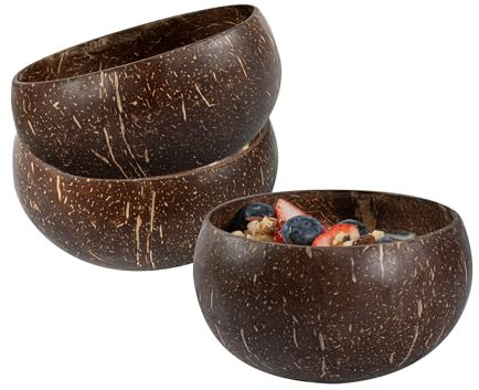 Restaurantware Coco Casa Kokosnussschalen, 600 ml, 10 wiederverwendbare handgefertigte Schüsseln – für warme und kalte Speisen, von Hand waschbar, Kokos-Smoothie-Schalen, für Smoothies und Salate,