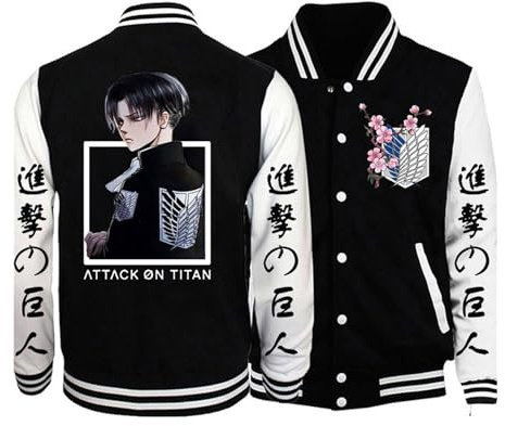 zhedu Anime AOT Baseball Uniform Jacke Männer Frauen Loose Fit Vielseitig Trendiges Design Übergroße Mäntel Student Paare Y2K Casual Lose Jacke