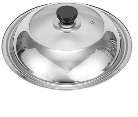 Couvercle de casserole en acier inoxydable visible en métal pour wok - Couvercle de rechange pour poêle à frire - Couvercle de rechange avec bouton - Accessoire pour wok de cuisine (28 cm)