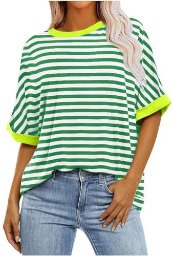 HOOUDO Sonderangebote Schnäppchen T-Shirts mit Farbverlaufsgrafik für Damen, Sommer, lässig, übergroß, T-Shirts, Rundhalsausschnitt, Trendige Tunika-Oberteile, lockere Blus Sale Angebote Bestellung