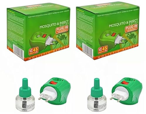 Plug in Mosquito Repellent for Home & Travel - Long Lasting Protection up to 45 Nights | includes Two Refills | Effective Insect Killer - 2 Pack