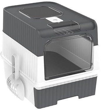CYSFETENA Caja de Arena para Gatos, Caja de Arena para Gatos con cajón Completamente Cerrado, Caja de Inodoro para Gatos, Caja de Inodoro para Gatos con Paquete de eliminación de (Gray)
