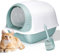 MASTERTOP Cat Litter Tray, Cat Litter Box with Anti-Spillage Lid, Enclosed Cats Litters Toilet with Charcoal Filter Odor Control, Extra Deep Hooded Litters Tray for Kittens - White and Green