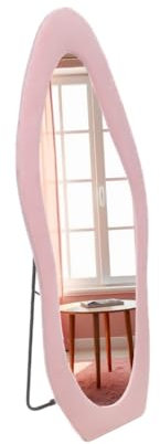 SensaHome Miroir sur Pied rembourré en Forme - Miroir Pleine Longueur en Velours suédé - 60x160 - Rose