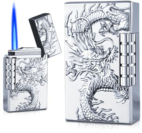 SPORWAY Briquet Électrique: Design Élégant De Dragon, USB Rechargeable, Résistant Au Vent, Idéal pour Extérieur Et Cadeau (Argent)