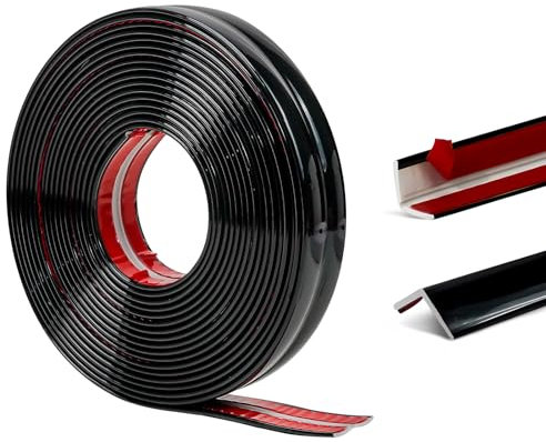 ZOWZOW 2cm Wall Moulding Trim, 6M Peel and Stick L Shape Self Adhesive Corner & Edge Protector Trim, Black Trim for Wall Ceiling Furniture Countertop Frame