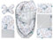 Lantigo Set für Neugeborene 6-teiliges Babynest Baumwolle mit Samt Baby Nestchen 95×55 cm inkl. Baby Kissen, Babydecke, Babyhörnchen, Erstausstattung Neugeborene Safari Grey