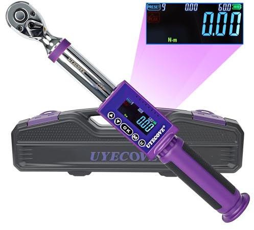 UYECOVE Digitaler Drehmomentschlüssel 3/8 Antrieb, 3-60Nm, ±2% Hohe Genauigkeit Digitaler Drehmomentschlüssel, mit Vibration, Buzzer und LED-Alarm