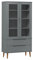 Hommdiy Vitrinenschrank MOLDEWohnzimmer Vitrine Grau 90x35x175 cm Massivholz Kiefer