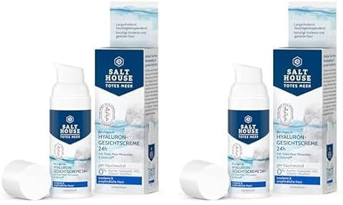 Salthouse Totes Meer Therapie Hyaluron-Gesichtscreme 24h, Wirkstoff Defensil® für trockene & empfindliche Haut, 50ml (Packung mit 2)