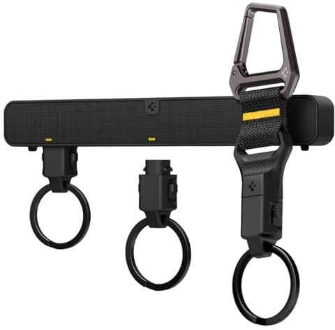 Spigen Life Schlüsselbrett und Karabiner mit Magnetischem Schlüsselanhänger | Schlüsselbrett ohne Bohren mit abnehmenbarem Schlüsselorganizer | Schlüsselhalter Hub | Wandregal - Schwarz