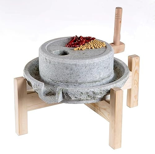 KUOYTT Molino de Piedra Grande Hecho a Mano, Molinillo de Grano Manual, Molino de Piedra para café, Frijoles, Trigo, Cebada, Frijoles, Semillas, Chile, Molino de Piedra Antiguo casero