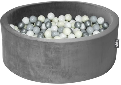 Tippi Baby Ball Pit With Balls Included - Luxury Soft Velvet Ball Pool With 100 Play Balls - Foam Ball Pit For Baby - Size 90 x 30 cm