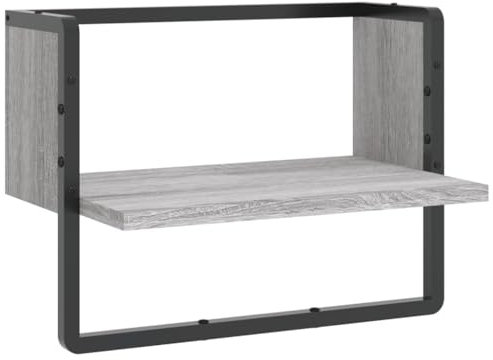 ULUYYUC Wandregal Groß Küchenregal Wand Bücherregal Wand Hängend Regal Schlafzimmer - Wandregal mit Stange Grau Sonoma 40x25x30 cm für Arbeitszimmer Schlafzimmer Badezimmer Wohnbereich