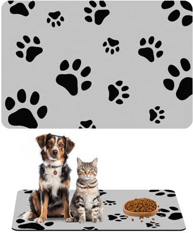 Napfunterlage Hunde und Katze, 60x40 cm Super Saugfähige Futtermatte für Haustier, Schnelltrocknend Kieselgur Futternapf Unterlage, Anti-Rutsch Futtermatte Hund, Wasserdicht Futtermatte Für Haustiere