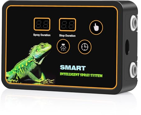 Reptilien Benebelungssystem Terrarium,GuKKK Intelligentes Reptilien Luftbefeuchter mit Schlauch mit Timer und Sprühdüsen 360 ° Verstellbare, Vernebler Terrarium für Amphibien Reptilien Pflanzen