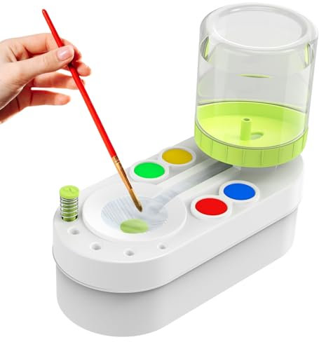 Pinselreiniger - Automatischer Pinselreiniger – Bürstenspüler mit Fließendem Wasserkreislauf, Paint Brush Rinser für Acryl, Aquarell & Wasserbasierte Farben, Perfektes Künstlerwerkzeug,Grün