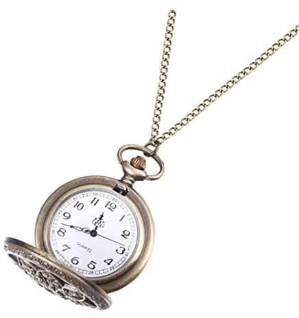 SAFIGLE Retro Taschenuhr mit Filigranem Hohlmuster Klassische Quarzuhr aus Zinklegierung Vintage Kettenuhr für Damen und Herren Lange Halskette als Stilvolles Accessoire